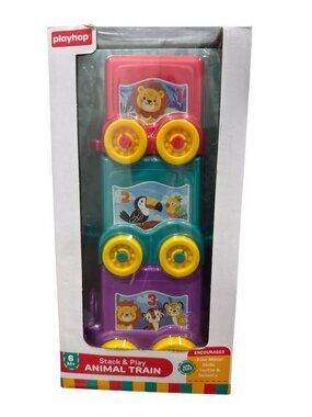 Stack & Play Animal Train Toy For 6+ Months BPA-Free Bright Colors Encourages Fi